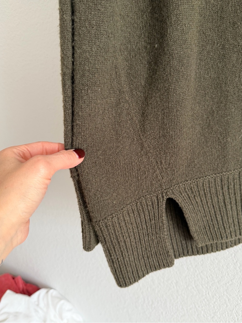 VINCE Cashmere Turtleneck Sweater Green funnel mock neck Medium - Picture 3 of 7